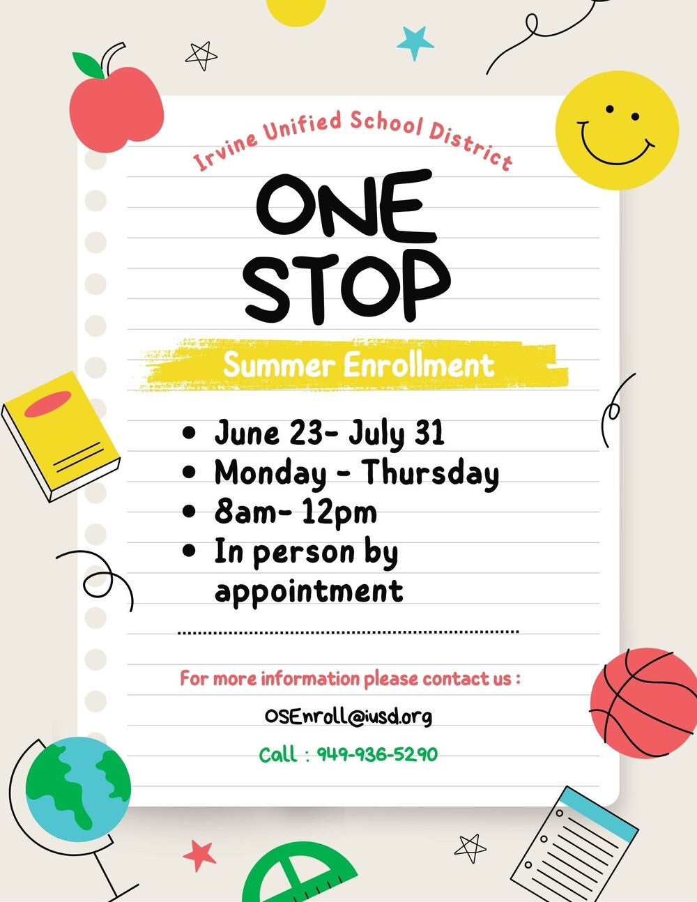 One Stop Enrollment Flyer