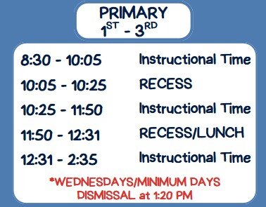 Eastwood Primary Bell Schedule 2025-2026