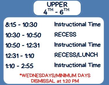 Upper Grade Bell Schedule